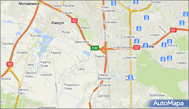 mapa Dawidy gmina Raszyn, Dawidy gmina Raszyn na mapie Targeo