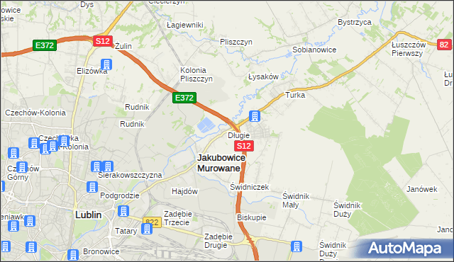 mapa Długie gmina Wólka, Długie gmina Wólka na mapie Targeo