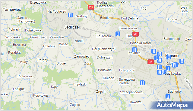 mapa Dobieszyn gmina Jedlicze, Dobieszyn gmina Jedlicze na mapie Targeo