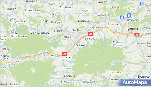 mapa Dobra powiat limanowski, Dobra powiat limanowski na mapie Targeo