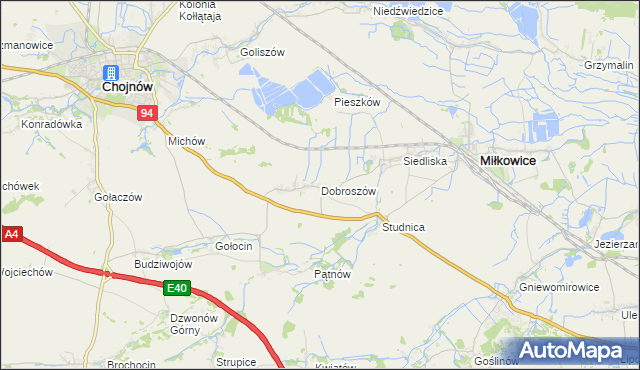 mapa Dobroszów gmina Chojnów, Dobroszów gmina Chojnów na mapie Targeo