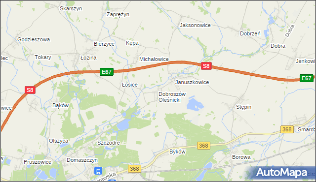 mapa Dobroszów Oleśnicki, Dobroszów Oleśnicki na mapie Targeo