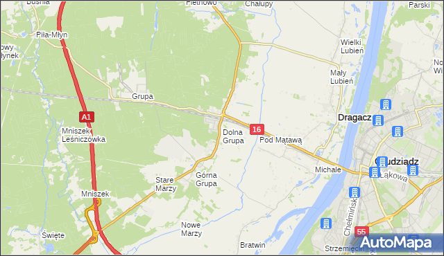 mapa Dolna Grupa, Dolna Grupa na mapie Targeo