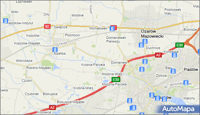 mapa Domaniewek gmina Brwinów, Domaniewek gmina Brwinów na mapie Targeo