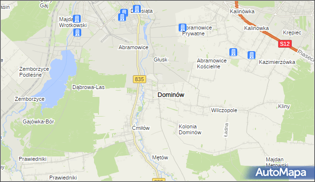 mapa Dominów gmina Głusk, Dominów gmina Głusk na mapie Targeo