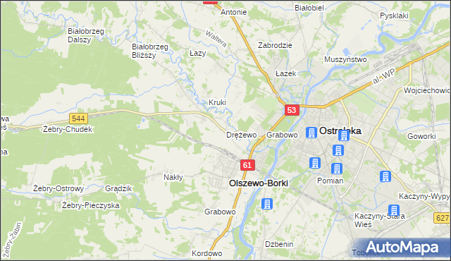mapa Drężewo, Drężewo na mapie Targeo
