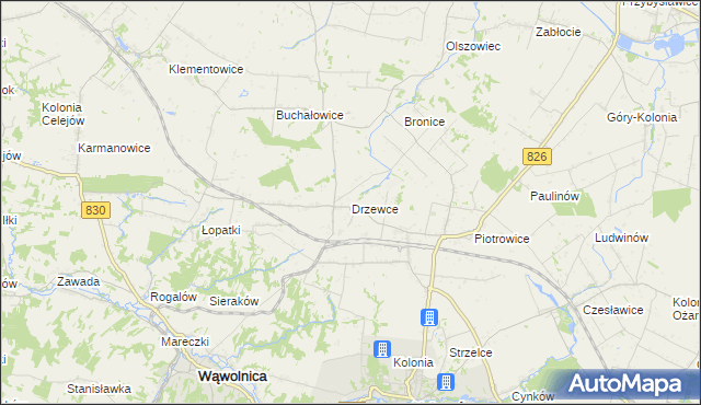 mapa Drzewce gmina Nałęczów, Drzewce gmina Nałęczów na mapie Targeo
