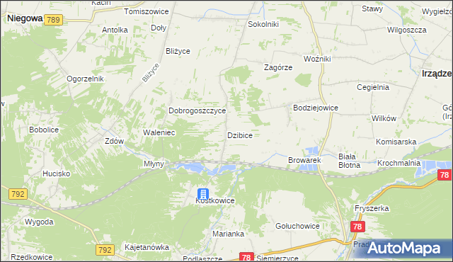 mapa Dzibice, Dzibice na mapie Targeo