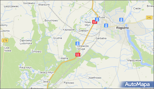 mapa Dziewcza Struga, Dziewcza Struga na mapie Targeo