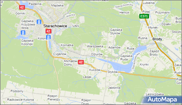 mapa Dziurów gmina Brody, Dziurów gmina Brody na mapie Targeo