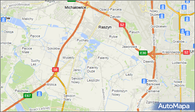 mapa Falenty, Falenty na mapie Targeo