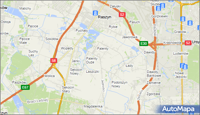 mapa Falenty Nowe, Falenty Nowe na mapie Targeo