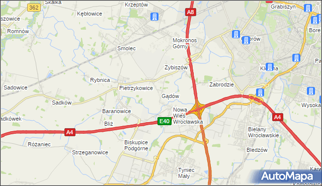 mapa Gądów, Gądów na mapie Targeo
