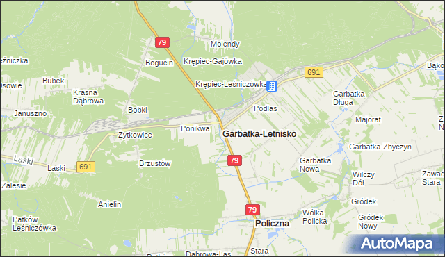 mapa Garbatka-Letnisko, Garbatka-Letnisko na mapie Targeo