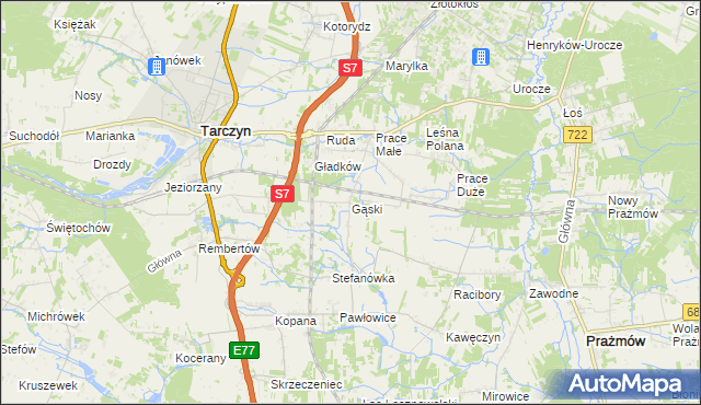 mapa Gąski gmina Tarczyn, Gąski gmina Tarczyn na mapie Targeo