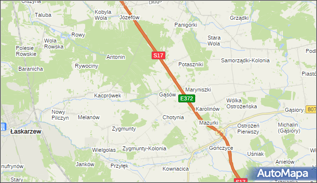 mapa Gąsów, Gąsów na mapie Targeo