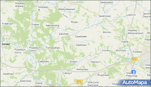 mapa Gawłowo, Gawłowo na mapie Targeo