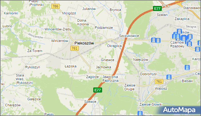 mapa Gniewce, Gniewce na mapie Targeo