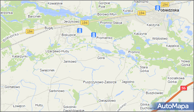 mapa Góra gmina Pobiedziska, Góra gmina Pobiedziska na mapie Targeo