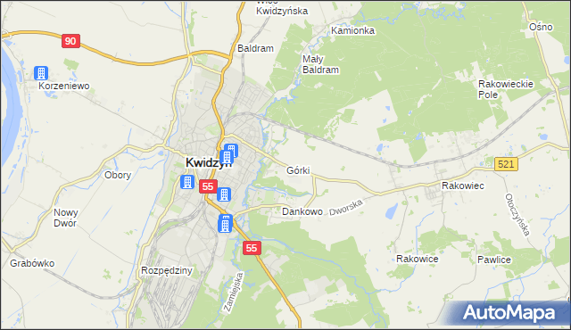 mapa Górki gmina Kwidzyn, Górki gmina Kwidzyn na mapie Targeo