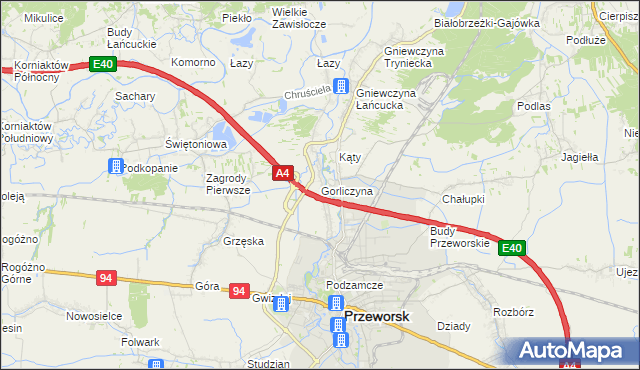 mapa Gorliczyna, Gorliczyna na mapie Targeo