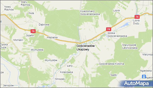 mapa Gościeradów Ukazowy, Gościeradów Ukazowy na mapie Targeo