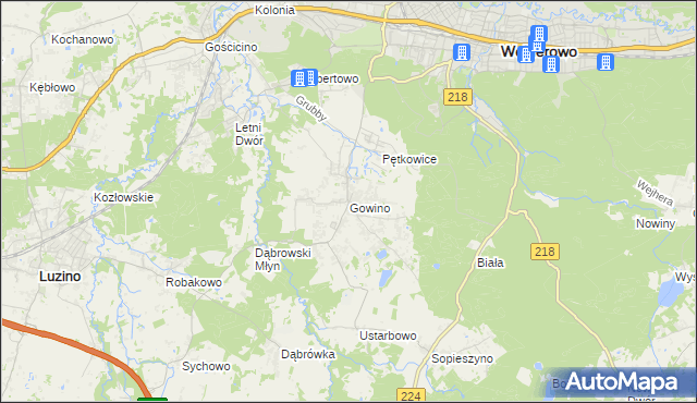 mapa Gowino, Gowino na mapie Targeo