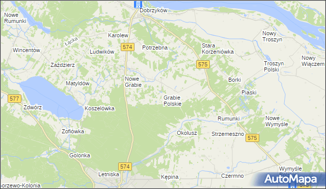 mapa Grabie Polskie, Grabie Polskie na mapie Targeo