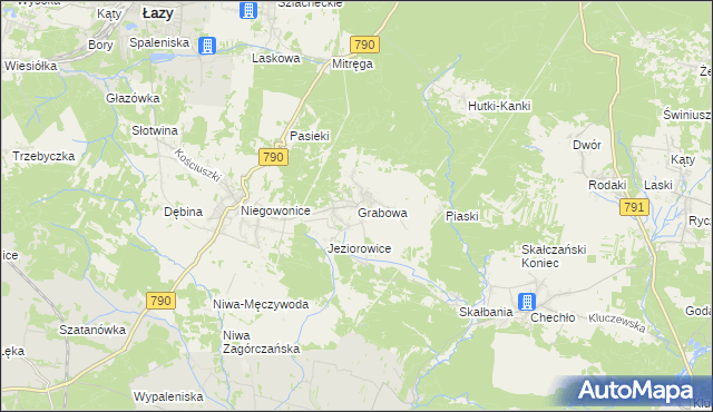 mapa Grabowa gmina Łazy, Grabowa gmina Łazy na mapie Targeo