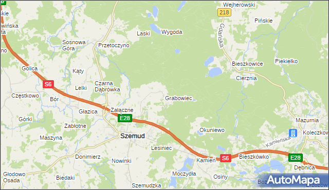 mapa Grabowiec gmina Szemud, Grabowiec gmina Szemud na mapie Targeo