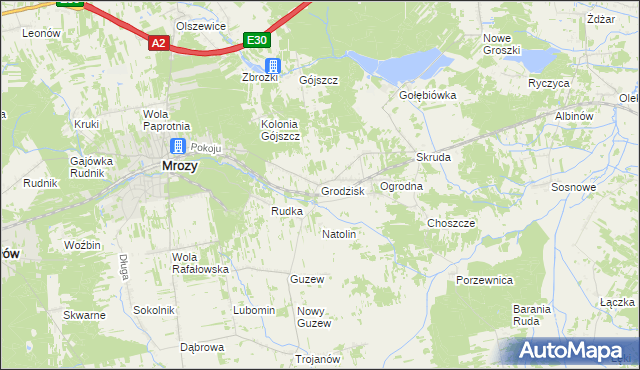 mapa Grodzisk gmina Mrozy, Grodzisk gmina Mrozy na mapie Targeo