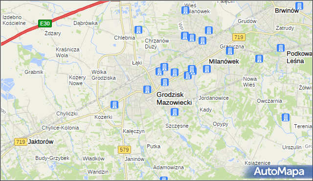 mapa Grodzisk Mazowiecki, Grodzisk Mazowiecki na mapie Targeo