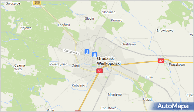 mapa Grodzisk Wielkopolski, Grodzisk Wielkopolski na mapie Targeo