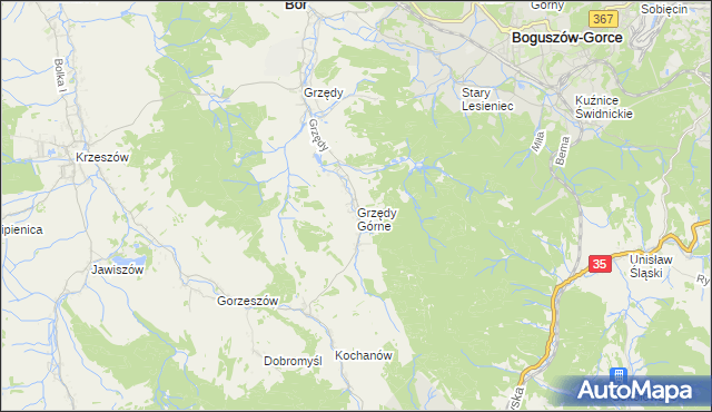 mapa Grzędy Górne, Grzędy Górne na mapie Targeo