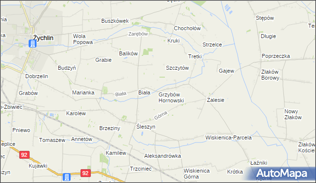 mapa Grzybów Hornowski, Grzybów Hornowski na mapie Targeo