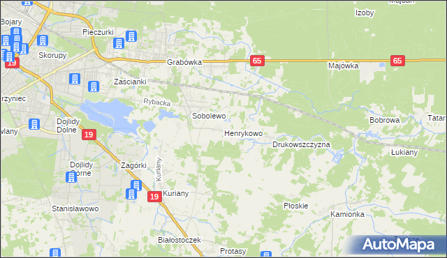 mapa Henrykowo gmina Supraśl, Henrykowo gmina Supraśl na mapie Targeo