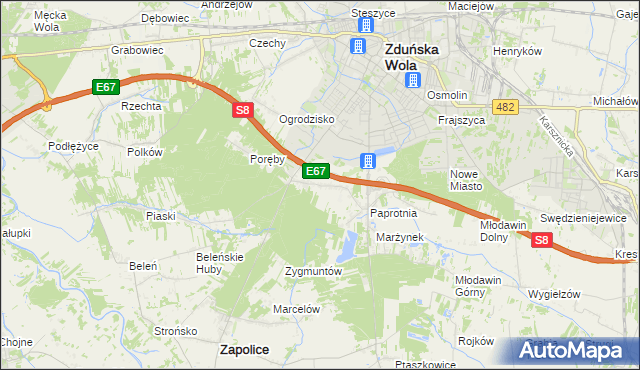 mapa Holendry gmina Zapolice, Holendry gmina Zapolice na mapie Targeo