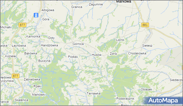 mapa Husów, Husów na mapie Targeo