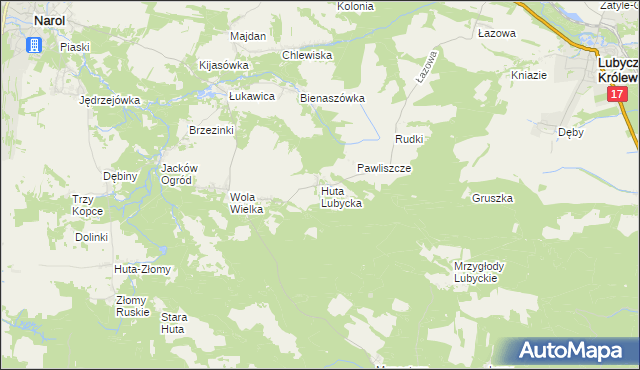 mapa Huta Lubycka, Huta Lubycka na mapie Targeo