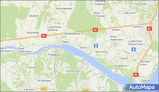 mapa Izbica gmina Serock, Izbica gmina Serock na mapie Targeo