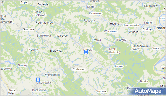 mapa Izdebki gmina Nozdrzec, Izdebki gmina Nozdrzec na mapie Targeo