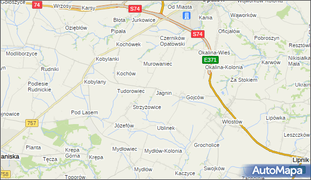 mapa Jagnin, Jagnin na mapie Targeo