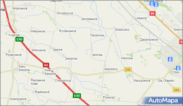 mapa Janków gmina Domaniów, Janków gmina Domaniów na mapie Targeo