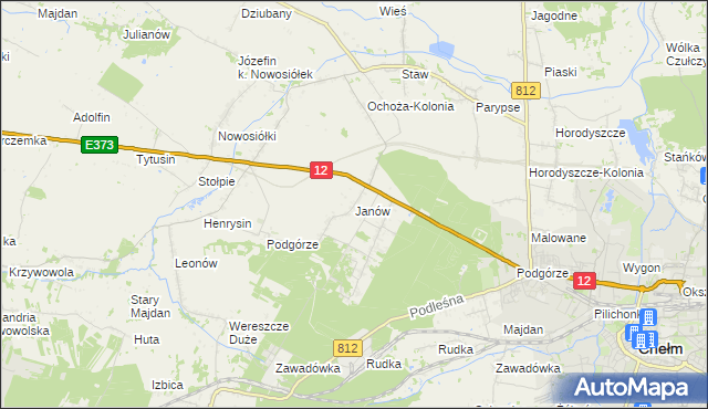 mapa Janów gmina Chełm, Janów gmina Chełm na mapie Targeo