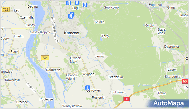 mapa Janów gmina Karczew, Janów gmina Karczew na mapie Targeo