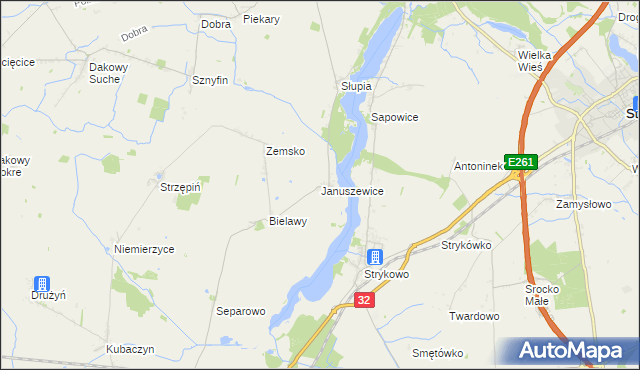 mapa Januszewice gmina Granowo, Januszewice gmina Granowo na mapie Targeo