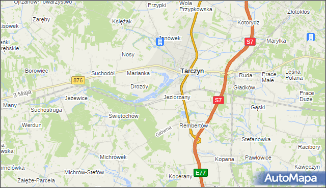 mapa Jeziorzany gmina Tarczyn, Jeziorzany gmina Tarczyn na mapie Targeo