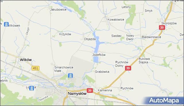 mapa Józefków gmina Namysłów, Józefków gmina Namysłów na mapie Targeo