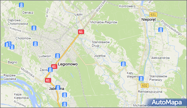 mapa Józefów gmina Nieporęt, Józefów gmina Nieporęt na mapie Targeo