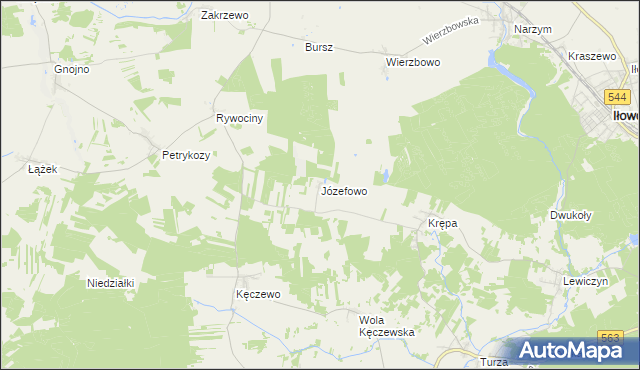 mapa Józefowo gmina Lipowiec Kościelny, Józefowo gmina Lipowiec Kościelny na mapie Targeo